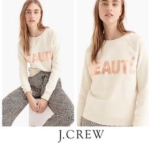 J. Crew “BEAUTE” Sweatshirt Rose Gold Beauty Graphic - SIZE S